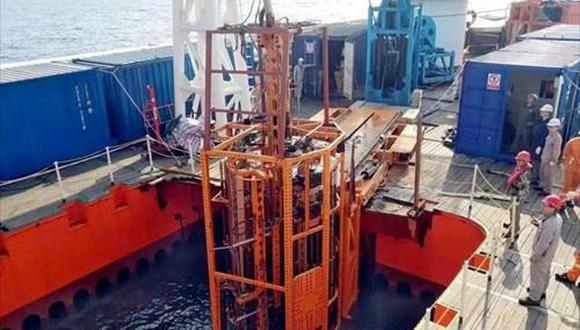 La máquina perforadora de aguas profundas Hainiu II de China realiza una perforación de prueba. (HUNAN UNIVERSITY OF SCIENCE AND TECHNOLOGY)