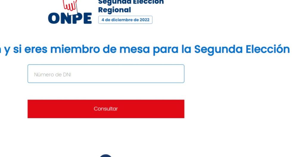 Dónde votar en la segunda vuelta, Elecciones Regionales 2022 | Link de la ONPE, cómo saber mi lugar de votación con DNI y más. FOTO: Captura / ONPE.