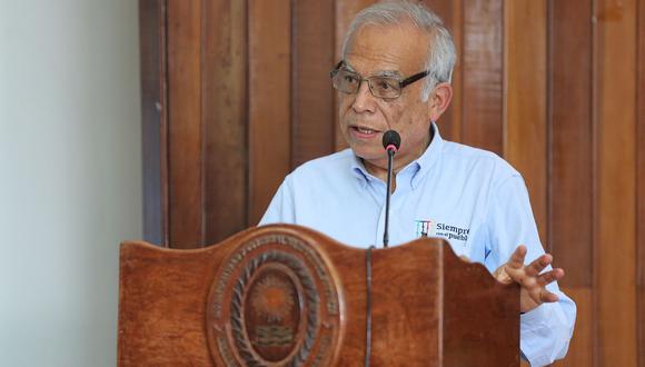 El primer ministro, Aníbal Torres, brindó su discurso en la clausura de Perumin. (foto: PCM)