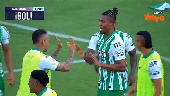 Danovis Banguero anotó la ventaja parcial del Atlético Nacional sobre América de Cali. (Foto: Captura Win Sports)