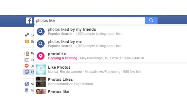 Deberás colocar en el buscador "Photos liked by". (Foto: Facebook)