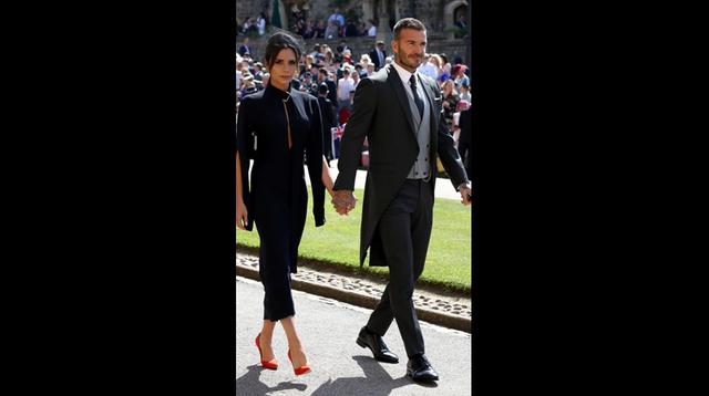 David y Victoria Beckham en la boda del príncipe Harry y Meghan Markle, los duques de Sussex. (Foto: AFP)