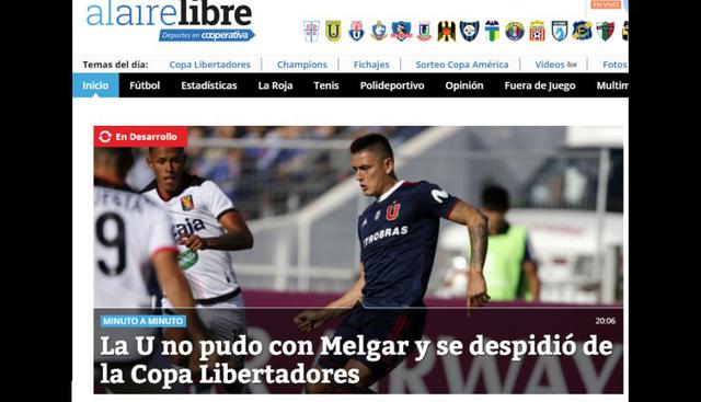 Así informaron los medios chilenos sobre la eliminación de Universidad de Chile y clasificación de Melgar en Copa Libertadores. (Captura: Al Aire Libre)