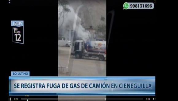 Reportan fuga de gas en Cieneguilla. (Foto captura: Canal N)