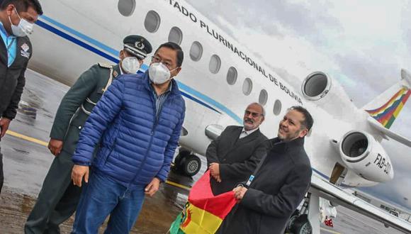 Llegada del presidente de Bolivia, Luis Arce a Glasglow, Escocia. (Foto: Twitter).