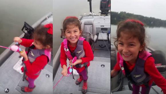 Niña logró atrapar un pez con caña de pescar de Barbie [VIDEO]