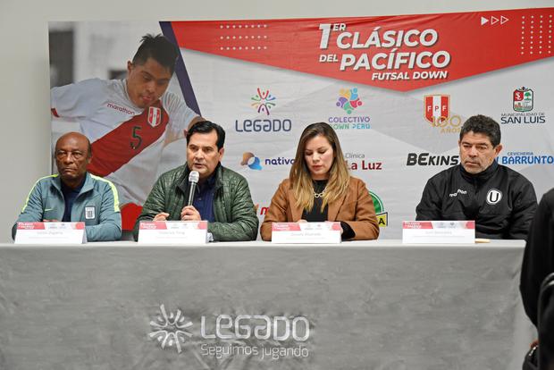 En la conferencia de prensa del 1er Clásico del Pacífico del Futsal Down. (Foto: Legado)