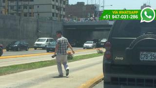 Peatones imprudentes: hombre bajó de auto en plena Vía Expresa
