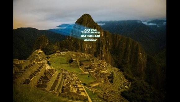 Greenpeace pide "salvar el clima" con mensaje en Machu Picchu