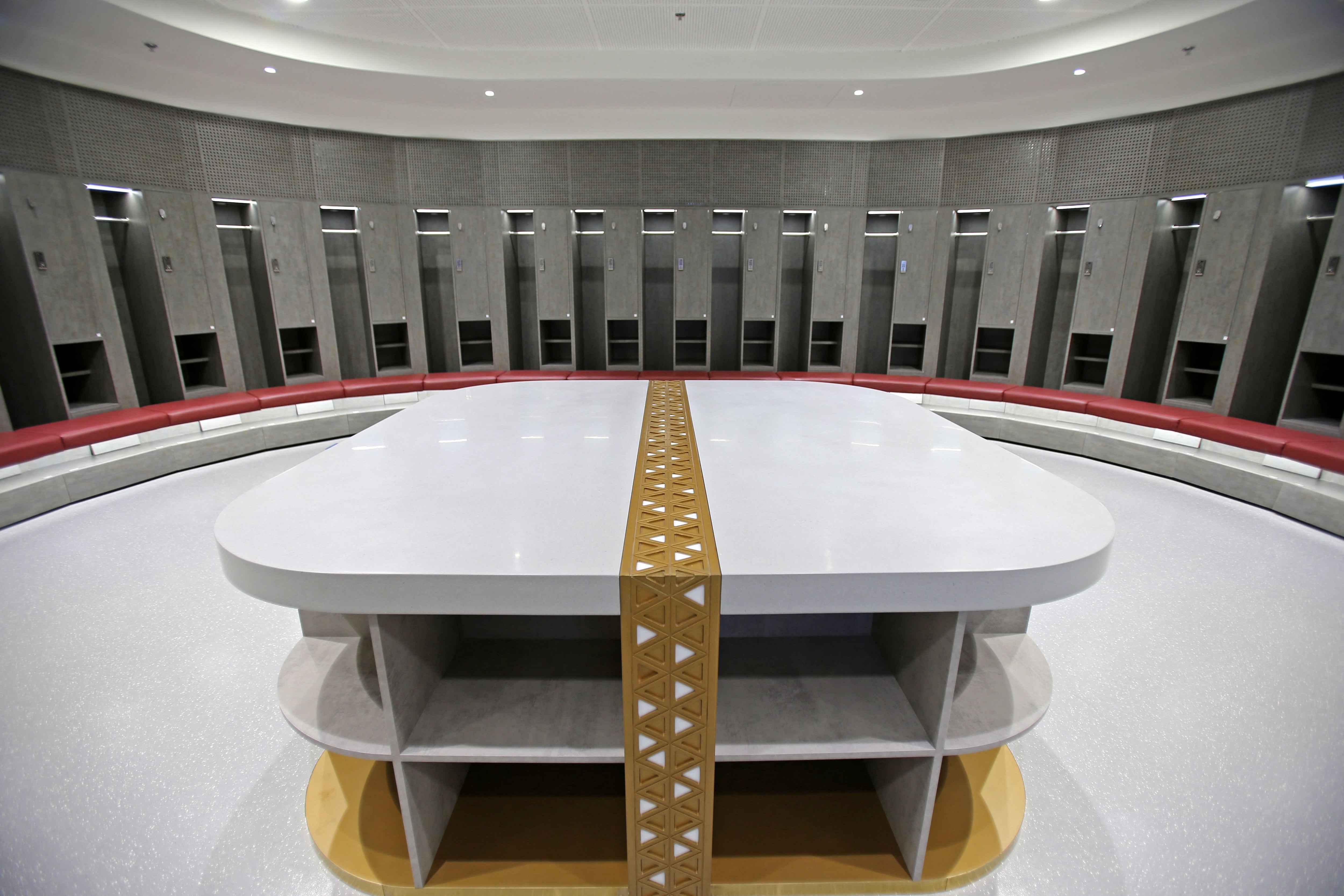 The changing rooms of the Lusail stadium for the Qatar 2022 World Cup.