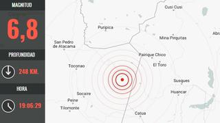 Sismo en Chile de magnitud 6,8 sacude las regiones de Arica, Tarapacá, Atacama y se siente en Tacna