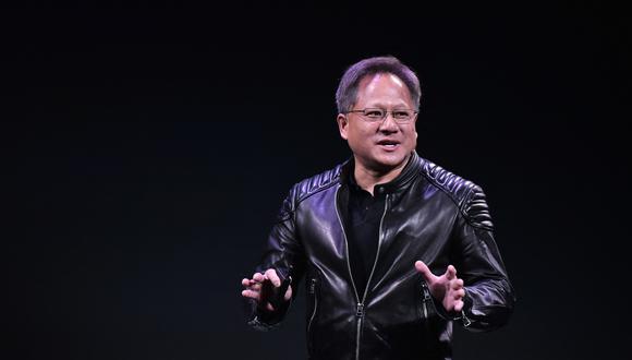 Nvidia CEO Jensen Huang speaks during a press conference at The MGM during CES 2018 in Las Vegas on January 7, 2018. (Photo by Mandel Ngan / AFP)