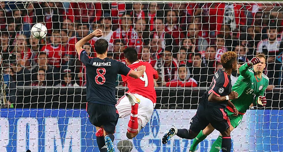 A los 27 minutos, Raúl Jiménez sorprendió al mundo del fútbol al poner el 1-0 del Benfica ante Bayern Munich en el Estadio Da Luz por Champions League (Foto: Getty Images)