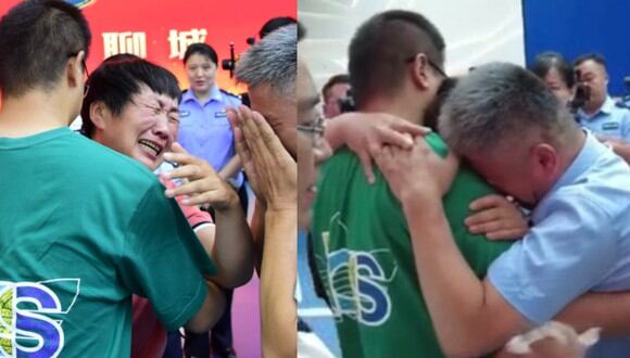 El abrazo del reencuentro de un padre chino con su hijo emocionó al mundo entero. (Foto: @StephenMcDonell / Twitter)