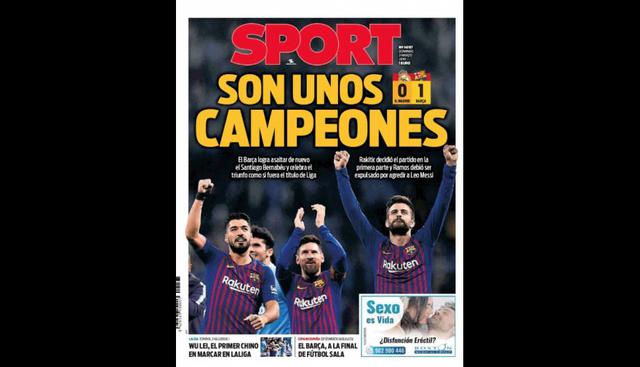 Real Madrid vs. Barcelona: las portadas de los diarios españoles que dejó la victoria azulgrana.&nbsp;(Sport)