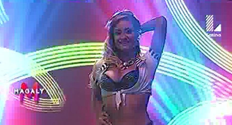 Nadeska Widausky bailó en el programa de Magaly Medina  bajo vigilancia policial (Foto: Captura / Latina)