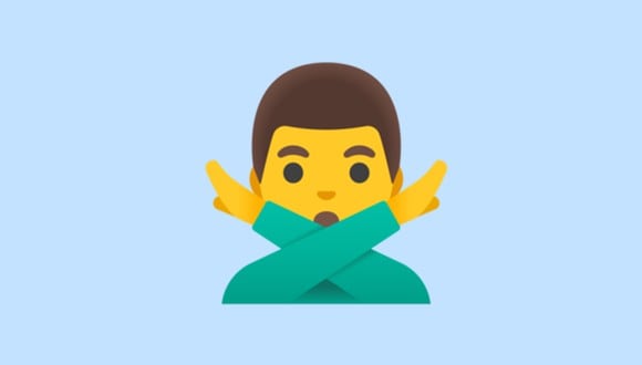 Este emoji es conocido como Man Gesturing No en inglés. Conoce qué significa en WhatsApp. (Foto: Emojipedia)