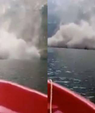 Turistas captan el preciso momento del desplome de una pared del Cañón del Sumidero en México (Foto: Twitter / captura)