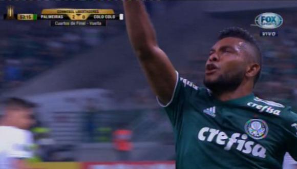 Colo Colo vs. Palmeiras: Borja anotó el 2-0 ante el 'Cacique' con potente penal. (Foto: captura)