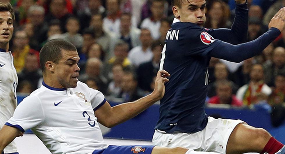 Pepe espera frenar a Antoine Griezmann en la final Francia vs Portugal por la Eurocopa. (Foto: AFP)