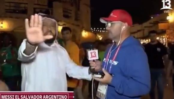 Hincha mexicano finge ser árabe y hace pasar mal rato a periodista chileno en vivo | Foto: captura Canal 13