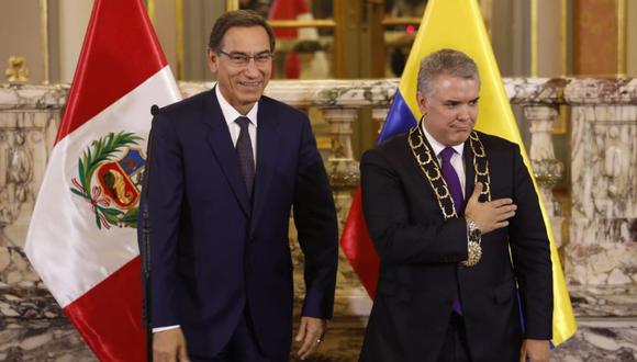 El presidente Martín Vizcarra condecoró a su homólogo de Colombia, Ivan Duque, quien realiza una visita de Estado al país (Foto: Piko Tamashiro)