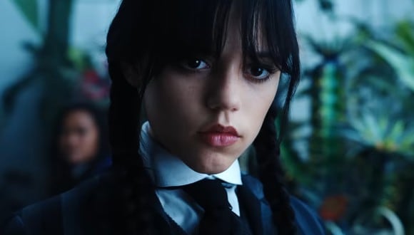 La actriz estadounidense Jenna Ortega como Merlina Addams en la serie de Netflix “Wednesday” (Foto: Netflix)