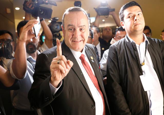 Con más del 50% de las mesas escrutadas, el candidato conservador a la presidencia de Guatemala Alejandro Giammatei sigue en cabeza y consigue el 58,57% de los votos. (Reuters)