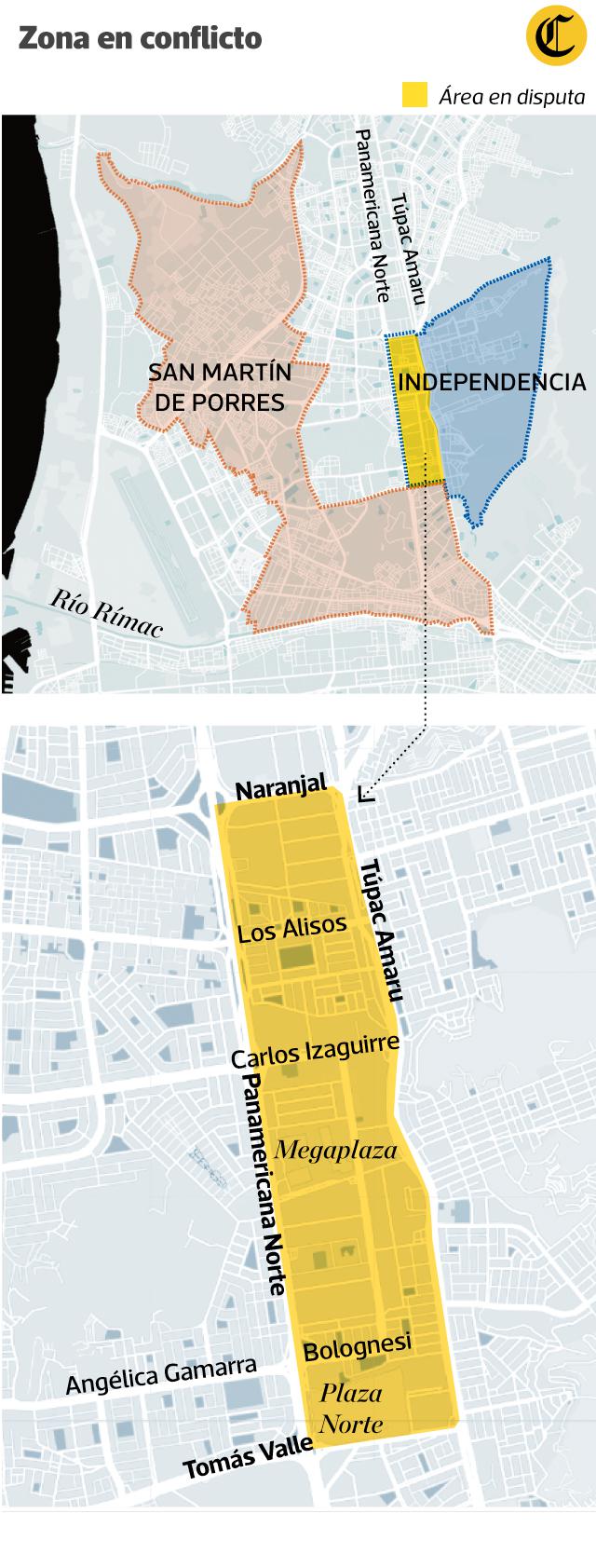 La zona en disputa entre Independencia y San Martín de Porres | MAPA