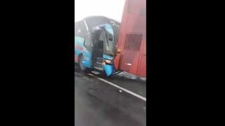 Choque de dos buses deja seis heridos en la variante del Pasamayo