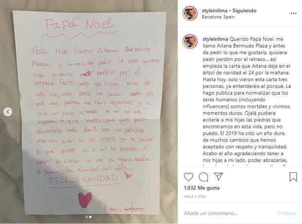 Instagram viral: la conmovedora carta de una niña a Papá Noel que llegó con  retraso tras la separación de sus padres | España | foto | Milagros Plaza |  Styleinlima | nnda nnrt | VIRALES | MAG.