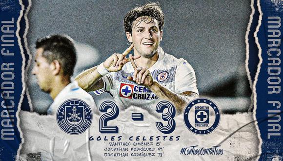 Cruz Azul llegó a 25 puntos para ubicarse como líder del torneo. (Foto: Twitter Cruz Azul)