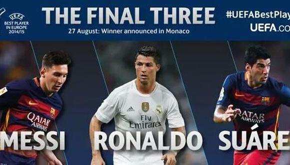 Messi, Cristiano y Suárez candidatos a Mejor Jugador de la UEFA