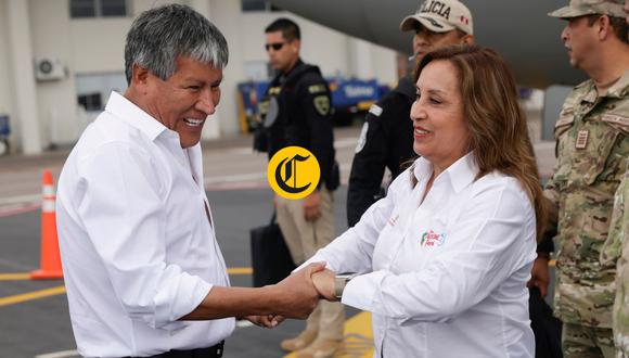 Wilfredo Oscorima, gobernador regional de Ayacucho, y la presidenta Dina Boluarte. (Foto: Presidencia de la República)