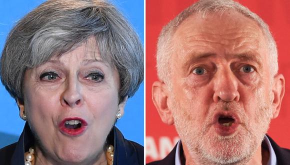 Los británicos eligen los diputados del Parlamento. El líder del partido con más diputados es designado primer ministro por la reina. Los favoritos son Theresa May y Jeremy Corbyn. (Foto: AFP)