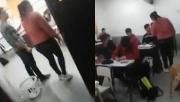 Madre de familia entró a salón de clases y le pegó a alumno que le hizo bullying a su hijo: “Qué te pasa”