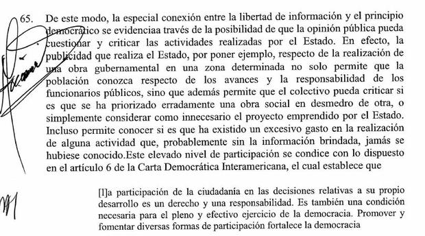 Parte de lo señalado por el TC en la sentencia del 2018 que declaró inconstitucional la ley que prohibía publicidad estatal en medios privados. (Captura)