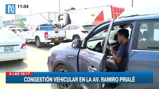 Reportan gran congestión vehicular en avenida Ramiro Prialé | VIDEO