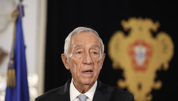 El presidente portugués, Marcelo Rebelo de Sousa, durante una declaración a la nación en Palacio de Belem en Lisboa, Portugal, el 9 de noviembre de 2023. (Foto de EFE/EPA/CARLOS M. ALMEIDA)