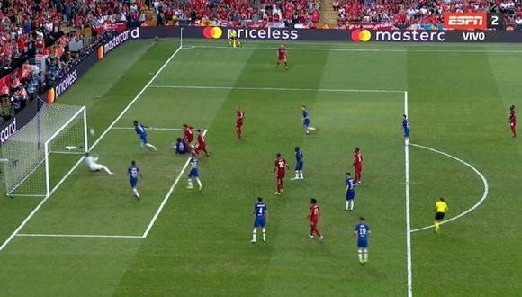 Chelsea vs. Liverpool: Kepa evitó el 2-1 de los 'Reds' tras sensacional doble atajada en la Supercopa de Europa. (Foto: captura)