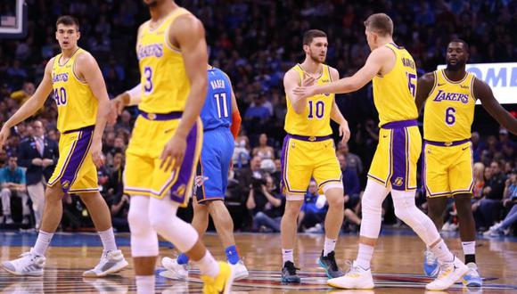 Los Angeles Lakers se impusieron en la prórroga al Oklahoma City Thunder en el Chesapeake Energy Arena (Foto: agencias)