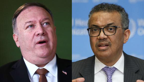 Mike Pompeo acusó al director general de la OMS, Tedros Adhanom Ghebreyesus, de haberse dejado "comprar" por China. (Fotos: AFP / HANNAH MCKAY / EFE/EPA/SALVATORE DI NOLFI).