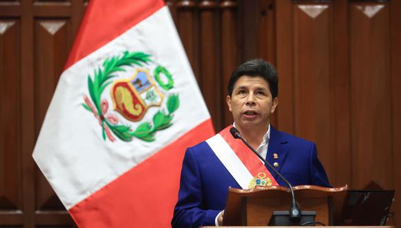 Pedro Castillo durante su mensaje por 28 de julio en el Congreso. Foto: Presidencia