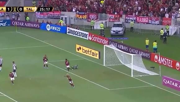 Gabriel Barbosa puso el 2-0 de Flamengo vs. Talleres. (Foto: captura de pantalla - Conmebol)