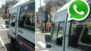 Vía WhatsApp: chofer amarra la puerta de su cúster con una soga