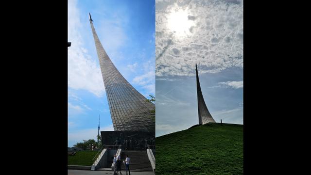 El monumento a los Conquistadores del Cosmos -de más de 100 metros de altura- se yergue en la parte exterior del museo subterráneo. Es un homenaje al lanzamiento del Sputnik. (Foto: Bruno Ortiz B.)