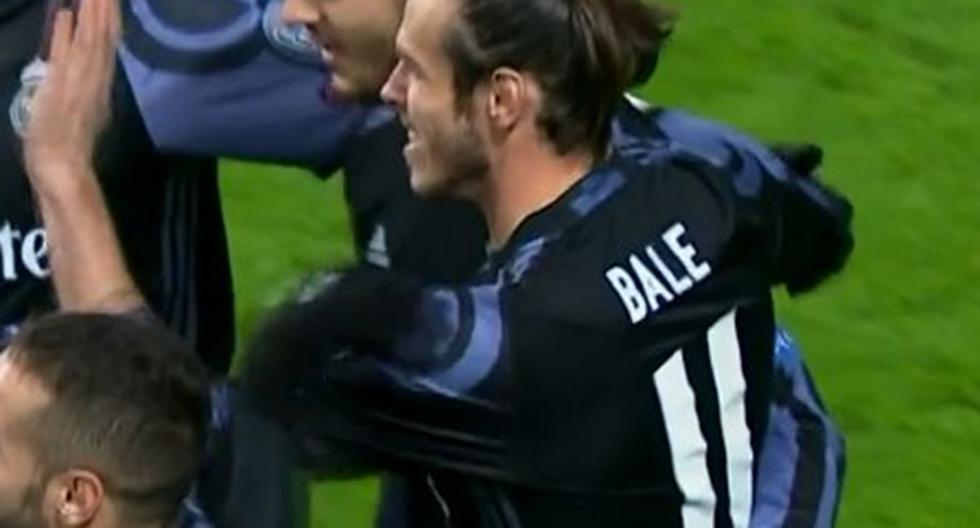 En apenas un minuto de juego, Gareth Bale pone arriba 1-0 al Real Madrid con un increíble gol ante el Legia Varsovia, por el Grupo F de la Champions League. (Foto: Captura - ESPN 2)