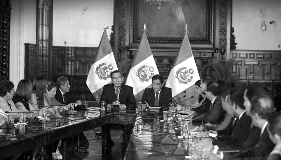 En el encuentro con el presidente Vizcarra participaron virtuales congresistas y dirigentes de siete agrupaciones. La última en reunirse con el jefe del Estado fue Acción Popular. (Foto: Presidencia)