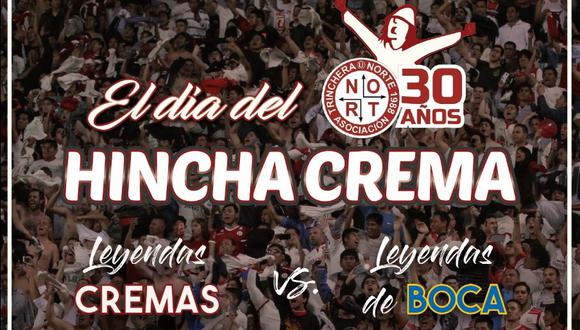El 18 de noviembre se llevará a cabo esta festividad crema, que contará con un partido estelar de leyendas: Universitario contra Boca Juniors. (Foto: Difusión)