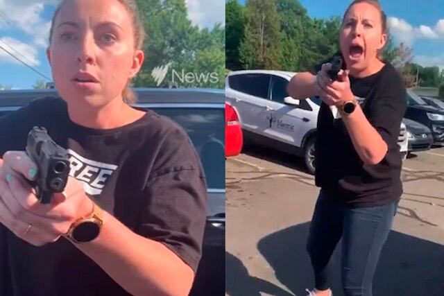 La discusión acabó con un momento de terror luego que la mujer apuntara con su pistola a la familia afroamericana. | Foto: Takelia Hill/Facebook